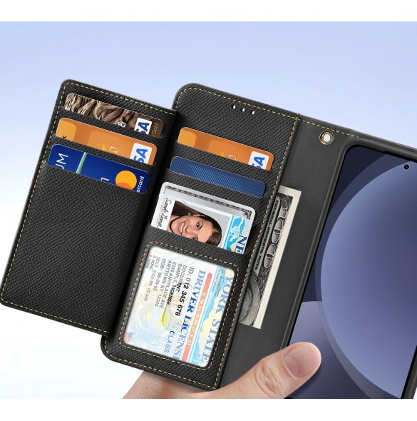Dux Ducis Lawa Läderfodral för Samsung Galaxy S25+ med avtagbar magnetisk plånbok - Svart