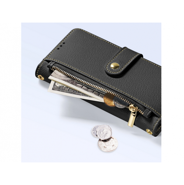 Dux Ducis Lawa Läderfodral till Samsung Galaxy S25 med avtagbar magnetisk plånbok - Svart