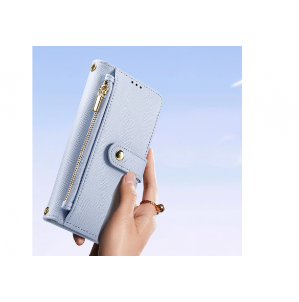 Dux Ducis Lawa Läderfodral för Samsung Galaxy S25+ med avtagbar magnetisk plånbok - Blå