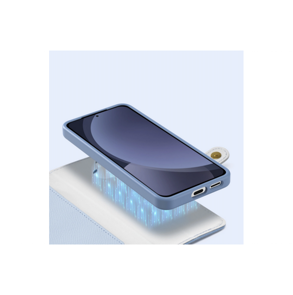 Dux Ducis Lawa Läderfodral för Samsung Galaxy S25+ med avtagbar magnetisk plånbok - Blå
