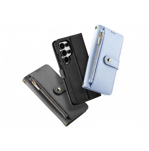 Dux Ducis Lawa Läderfodral till Samsung Galaxy S25 Ultra med avtagbar magnetisk plånbok - Blå