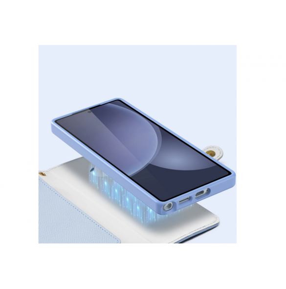 Dux Ducis Lawa Läderfodral till Samsung Galaxy S25 Ultra med avtagbar magnetisk plånbok - Blå