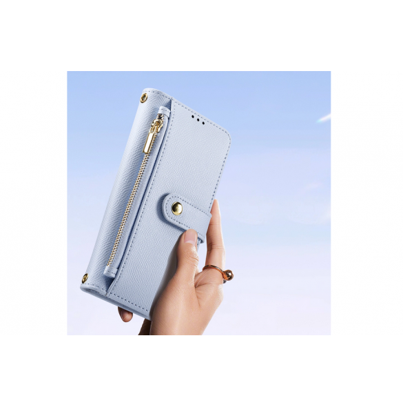 Dux Ducis Lawa Läderfodral till Samsung Galaxy S25 Ultra med avtagbar magnetisk plånbok - Blå