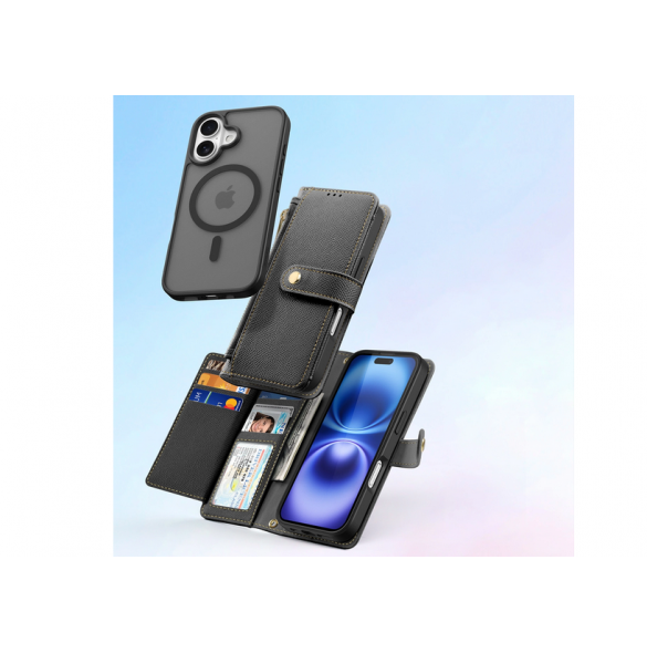 Dux Ducis Lawa Läderfodral till iPhone 16 - Svart