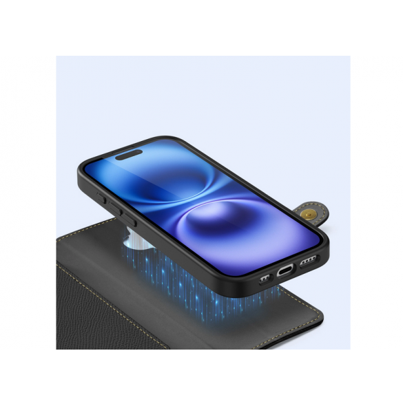 Dux Ducis Lawa Läderfodral till iPhone 16 - Svart