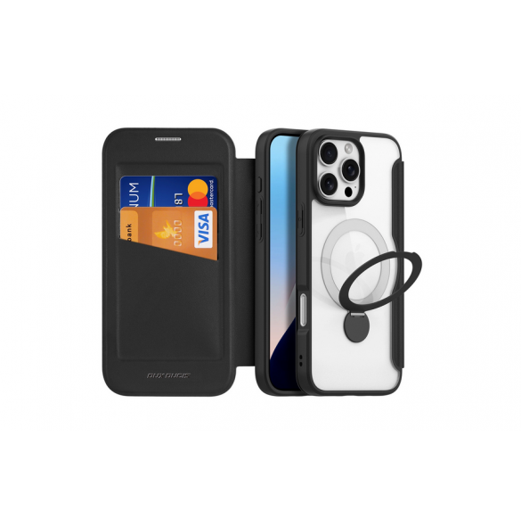 Dux Ducis Skin X Pro iPhone 16 Pro Fodral med MagSafe, Flip och Stativ - Svart