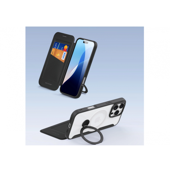 Dux Ducis Skin X Pro iPhone 16 Pro Fodral med MagSafe, Flip och Stativ - Svart