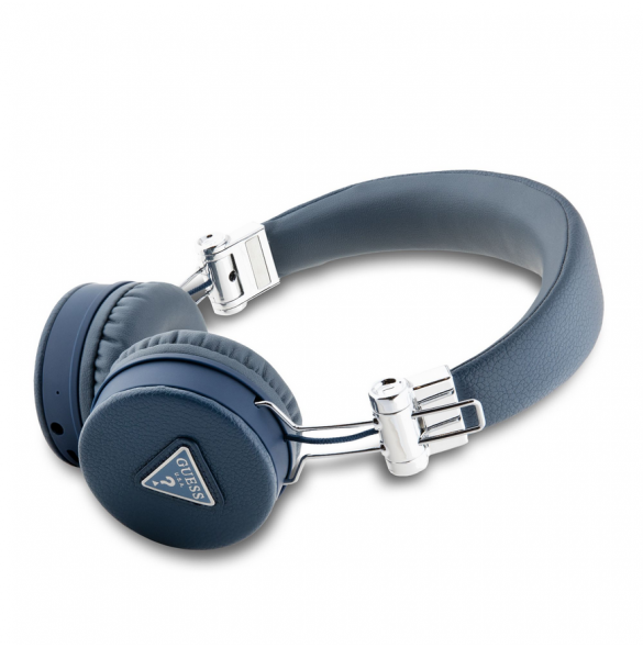 Guess PU Grained Triangle Logo ENC Wireless Headphone Blue
