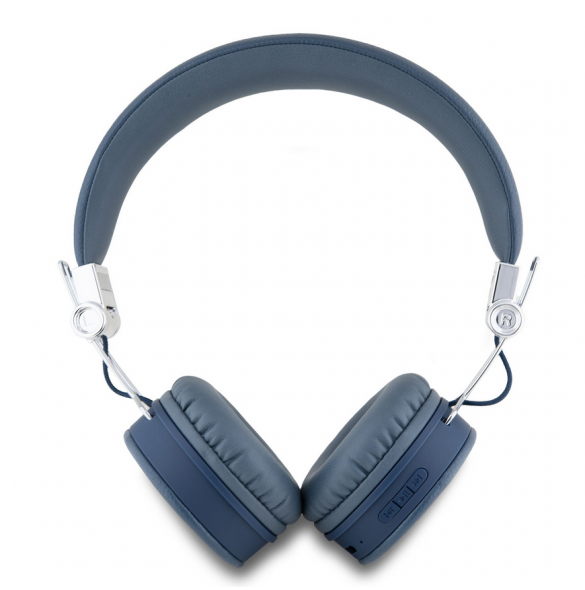 Guess PU Grained Triangle Logo ENC Wireless Headphone Blue
