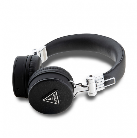 Guess PU Grained Triangle Logo ENC Wireless Headphone Black