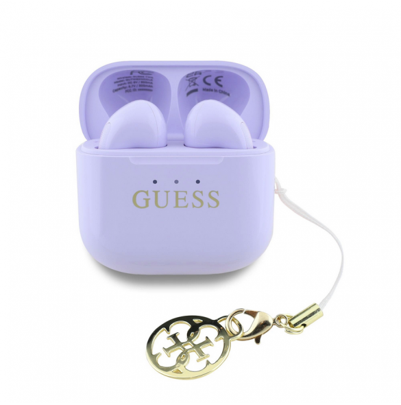 Guess Classic Logo Charm TWS Trådlösa hörlurar Lila