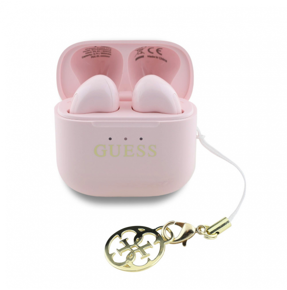 Guess Classic Logo Charm TWS Trådlösa hörlurar Rosa
