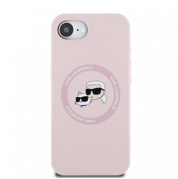 Karl Lagerfeld flytande silikon K&CH Heads MagSafe-fodral till iPhone 16e Rosa