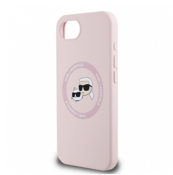 Karl Lagerfeld flytande silikon K&CH Heads MagSafe-fodral till iPhone 16e Rosa