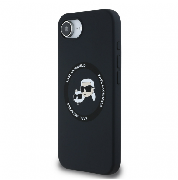 Karl Lagerfeld flytande silikon K&CH Heads MagSafe-fodral till iPhone 16e Svart