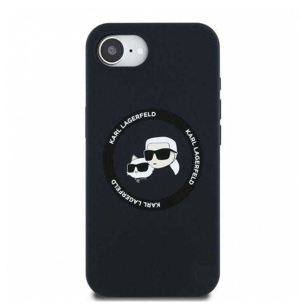 Karl Lagerfeld flytande silikon K&CH Heads MagSafe-fodral till iPhone 16e Svart