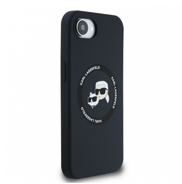 Karl Lagerfeld flytande silikon K&CH Heads MagSafe-fodral till iPhone 16e Svart