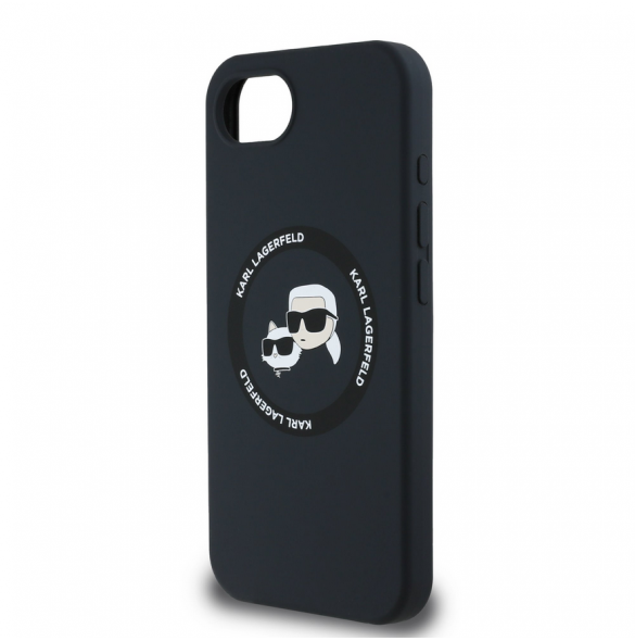 Karl Lagerfeld flytande silikon K&CH Heads MagSafe-fodral till iPhone 16e Svart