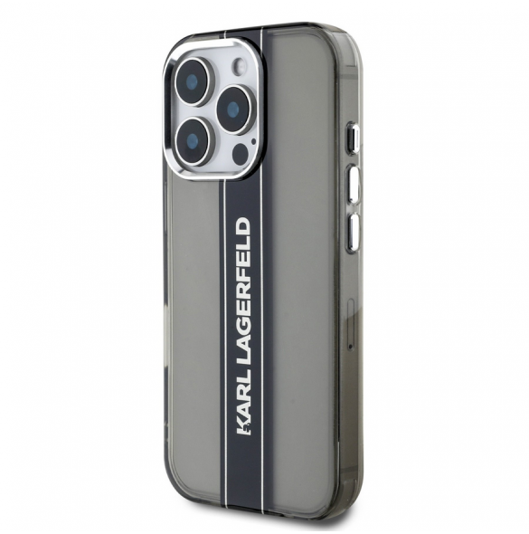 Karl Lagerfeld IML Stripe Logo Fodral till iPhone 16 Pro Max Svart