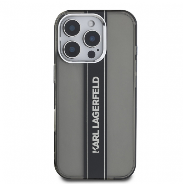 Karl Lagerfeld IML Stripe Logo Fodral till iPhone 16 Pro Max Svart