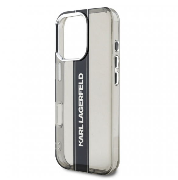 Karl Lagerfeld IML Stripe Logo Fodral till iPhone 16 Pro Max Svart