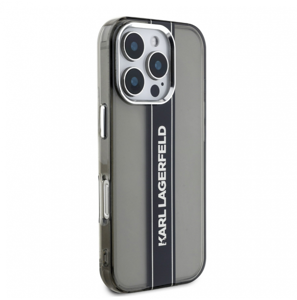Karl Lagerfeld IML Stripe Logo Fodral till iPhone 16 Pro Svart