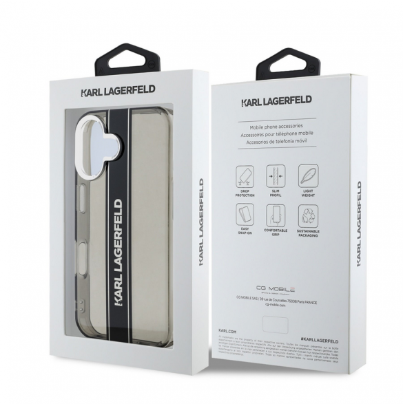 Karl Lagerfeld IML Stripe Logo Fodral till iPhone 16 Svart