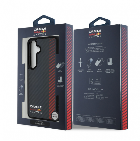 Red Bull Carbon Powerbar MagSafe Fodral till iPhone Samsung Galaxy S25+ Svart