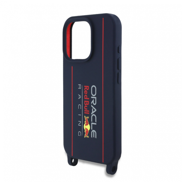 Red Bull Silikon Vertikal Logo MagSafe Fodral + Crossbody-rem för iPhone 16 Pro Max Navy
