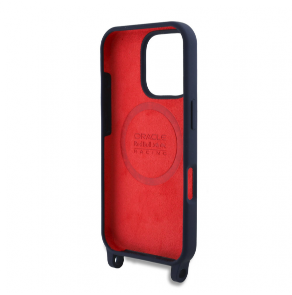 Red Bull Silikon Vertikal Logo MagSafe Fodral + Crossbody-rem för iPhone 16 Pro Navy