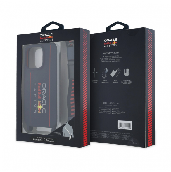 Red Bull Silikon Vertikal Logo MagSafe Fodral + Crossbody-rem för iPhone 16 Pro Navy