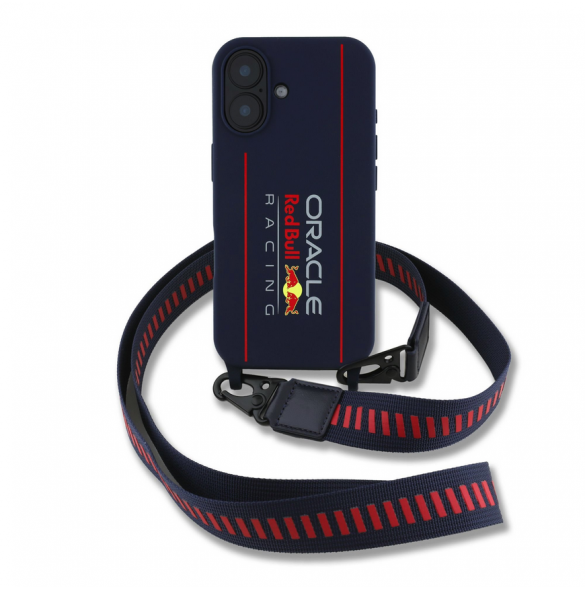 Red Bull Silikon Vertikal Logo MagSafe Fodral + Crossbody-rem för iPhone 16 Navy