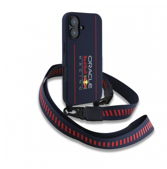 Red Bull Silikon Vertikal Logo MagSafe Fodral + Crossbody-rem för iPhone 16 Navy