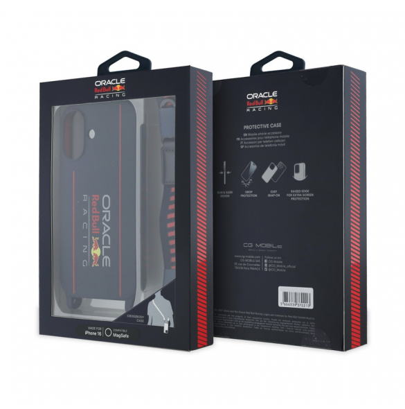Red Bull Silikon Vertikal Logo MagSafe Fodral + Crossbody-rem för iPhone 16 Navy