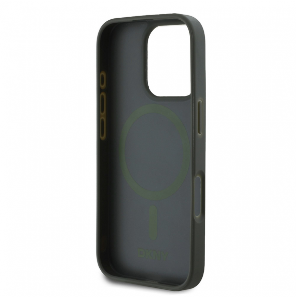 DKNY PU Läder Grid Pattern Magsafe Fodral för iPhone 16 Pro Max Grön