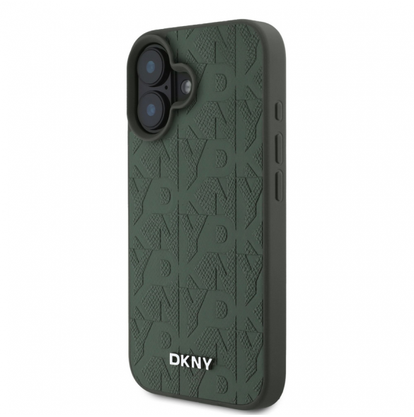 DKNY PU Läder Grid Pattern Magsafe Fodral till iPhone 16 Grön