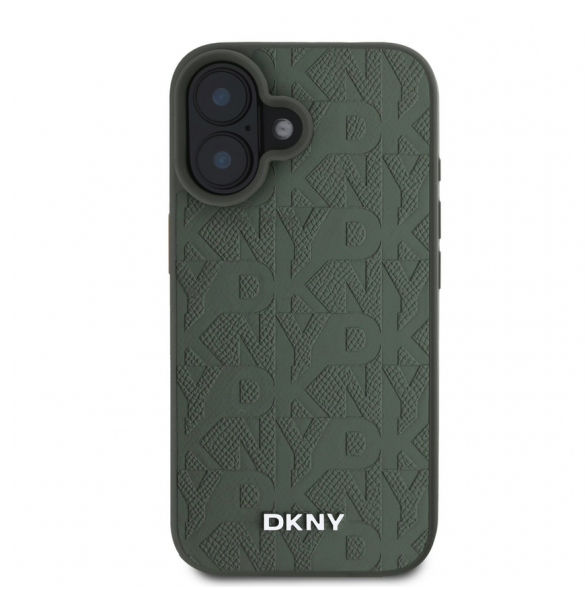 DKNY PU Läder Grid Pattern Magsafe Fodral till iPhone 16 Grön