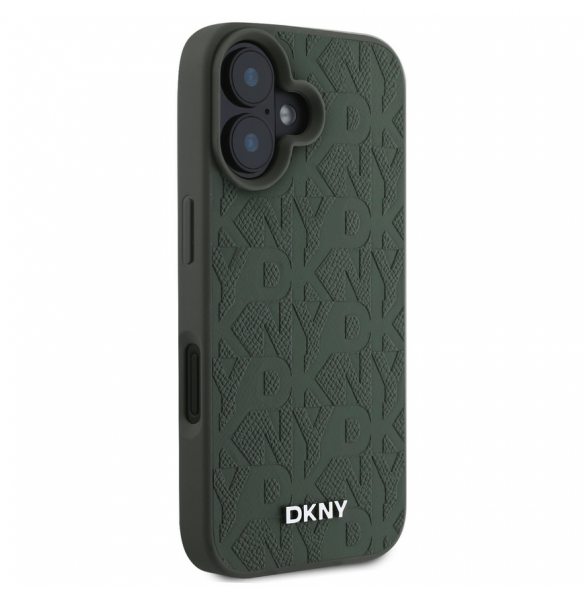 DKNY PU Läder Grid Pattern Magsafe Fodral till iPhone 16 Grön