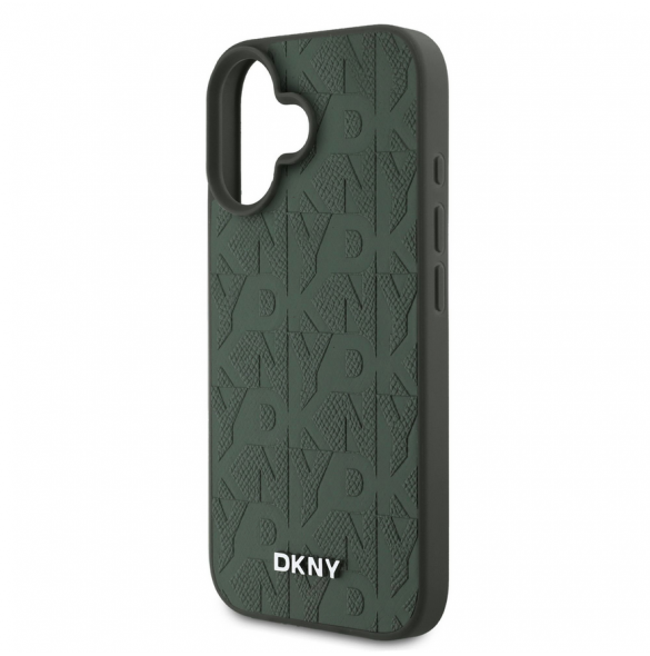 DKNY PU Läder Grid Pattern Magsafe Fodral till iPhone 16 Grön