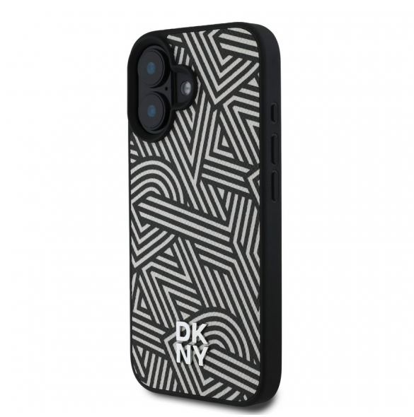 DKNY PU Läder Crosswalk Pattern Magsafe-fodral för iPhone 16 Ivory