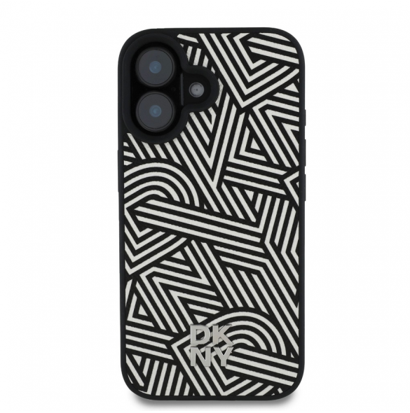 DKNY PU Läder Crosswalk Pattern Magsafe-fodral för iPhone 16 Ivory