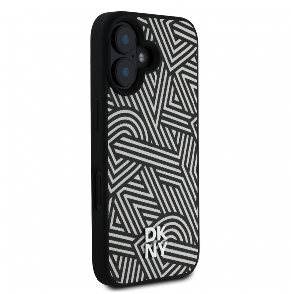 DKNY PU Läder Crosswalk Pattern Magsafe-fodral för iPhone 16 Ivory