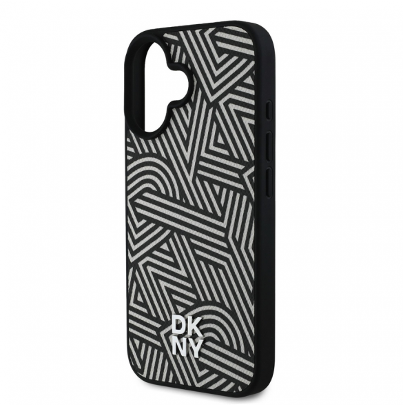 DKNY PU Läder Crosswalk Pattern Magsafe-fodral för iPhone 16 Ivory