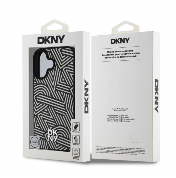 DKNY PU Läder Crosswalk Pattern Magsafe-fodral för iPhone 16 Ivory
