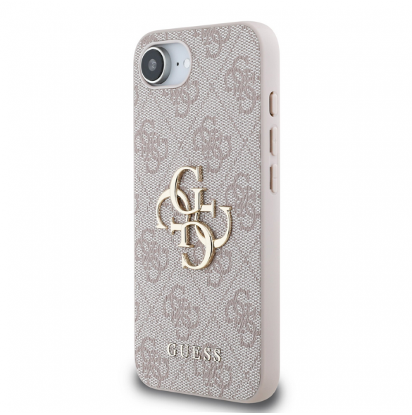 Guess PU 4G metalllogofodral för iPhone 16e Rosa