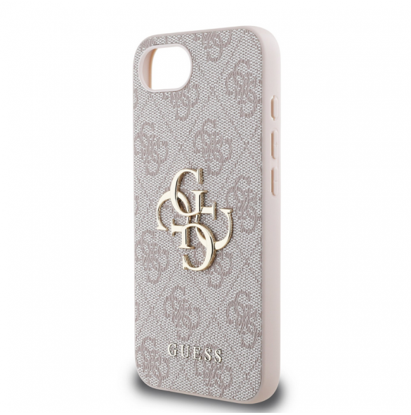 Guess PU 4G metalllogofodral för iPhone 16e Rosa