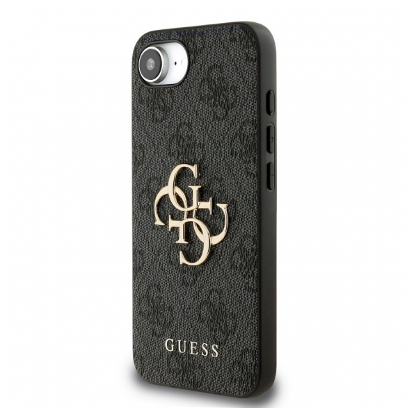 Guess PU 4G metalllogofodral för iPhone 16e Grå