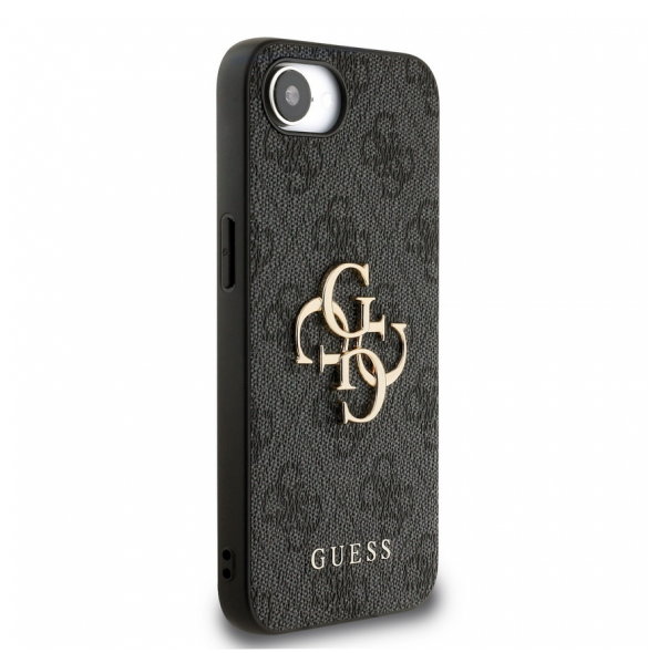 Guess PU 4G metalllogofodral för iPhone 16e Grå