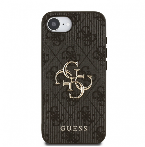 Guess PU 4G metalllogofodral för iPhone 16e Grå