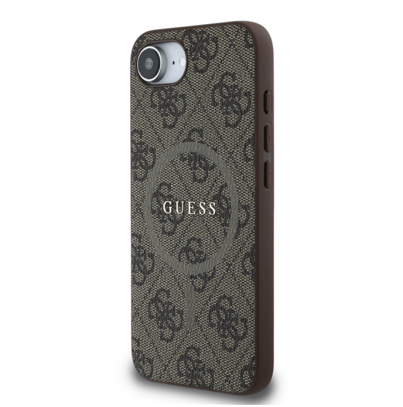 Guess PU Leather 4G Colored Ring MagSafe Fodral för iPhone 16e Brun